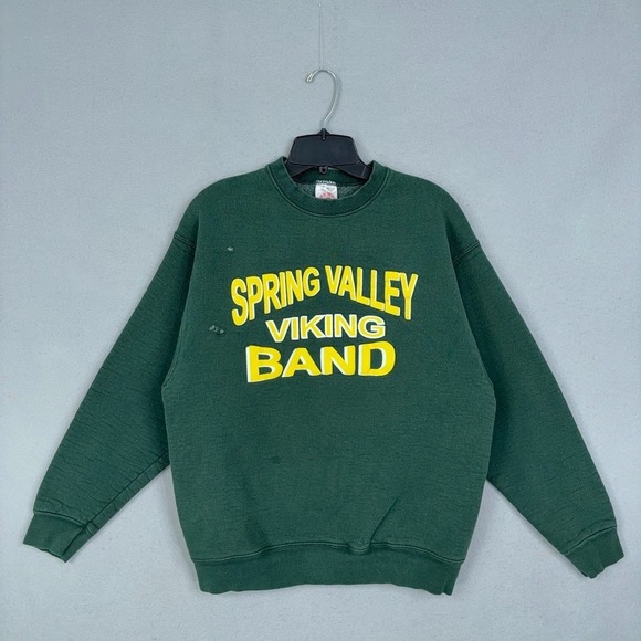 Fruit of the Loom Other - Vintage Spring Valley Vikings Sweatshirt Mens Large Green Band Vintage 90s SC